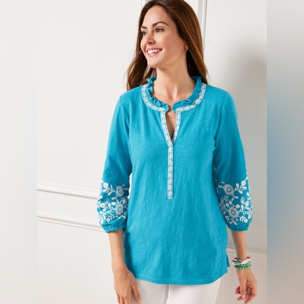 Talbots Boho Floral Embroidered Tunic